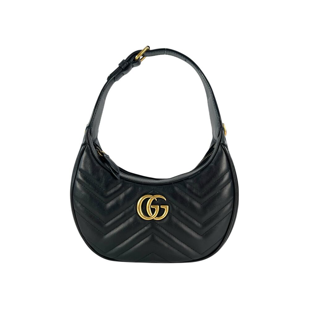 Gucci GG Marmont Croissant Leather Hobo Bag